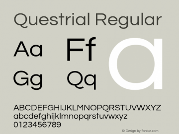 Questrial Regular Version 1.002 Font Sample
