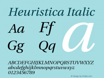 Heuristica Italic Version 1.0.1 Font Sample