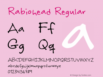 Rabiohead Regular 1, 2005 Font Sample