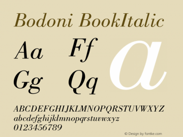 Bodoni BookItalic Version 001.001图片样张