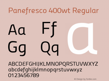 Panefresco 400wt Regular Version 1.002 Font Sample