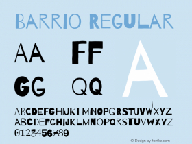 Barrio Regular Version 1.002;PS 001.002;hotconv 1.0.70;makeotf.lib2.5.58329 Font Sample