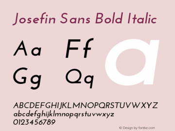 Josefin Sans Bold Italic Version 1.0 Font Sample