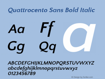 Quattrocento Sans Bold Italic Version 2.000 Font Sample