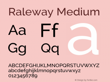 Raleway Medium Version 2.001 Font Sample