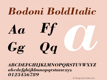 Bodoni BoldItalic Version 001.002图片样张