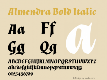 Almendra Bold Italic Version 1.003图片样张