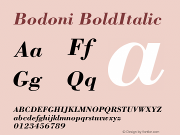 Bodoni BoldItalic Version 001.003图片样张