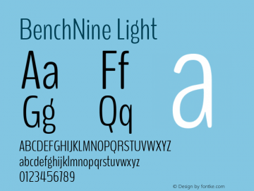 BenchNine Light Version 1 Font Sample