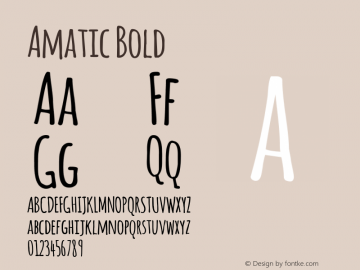 Amatic Bold Version 2.000; ttfautohint (v0.92-dirty) -l 8 -r 50 -G 50 -x 0 -w 