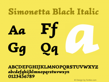 Simonetta Black Italic Version 1.002 Font Sample