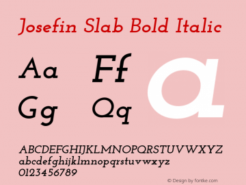 Josefin Slab Bold Italic Version 1.0图片样张