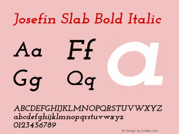 Josefin Slab Bold Italic Version 1.0 Font Sample