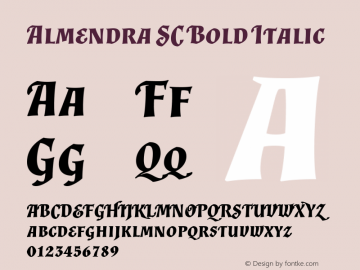 Almendra SC Bold Italic Version 1.003 Font Sample