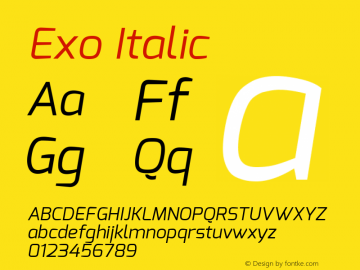 Exo Italic Version 1.00图片样张