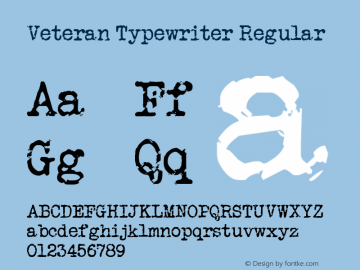 Veteran Typewriter Regular Version 1.00 September 3, 2009, initial release图片样张