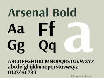 Arsenal Bold Version 1.000 Font Sample