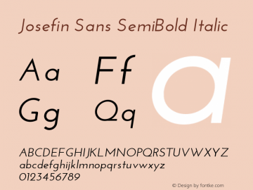 Josefin Sans SemiBold Italic Version 1.0 Font Sample