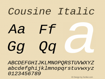 Cousine Italic Version 1.21 Font Sample