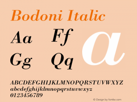 Bodoni Italic Version 001.003图片样张