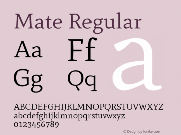 Mate Regular Version 1.002 Font Sample