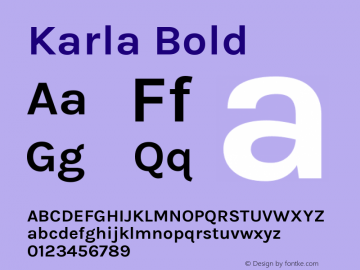 Karla Bold Version 1.000 Font Sample