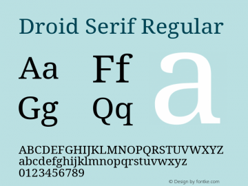 Droid Serif Regular Version 1.00 build 107 Font Sample