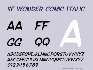 SF Wonder Comic Italic ver 1.0; 2000. Freeware. Font Sample