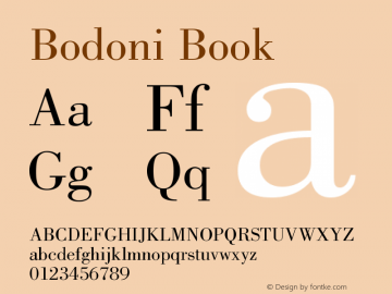 Bodoni Book Version 001.002 Font Sample
