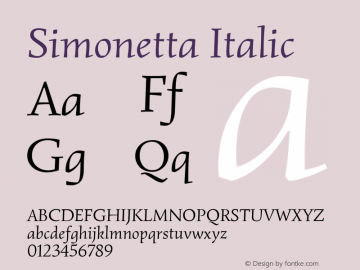 Simonetta Italic Version 1.002 Font Sample