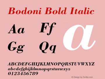 Bodoni Bold Italic 001.003 Font Sample