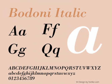 Bodoni Italic 001.003 Font Sample