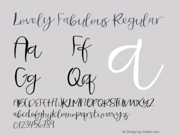 Lovely Fabulous Regular Version 1.000 Font Sample