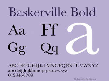 Baskerville Bold 12.0d2e3 Font Sample