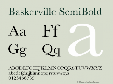 Baskerville SemiBold 12.0d2e3 Font Sample