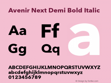 Avenir Next Demi Bold Italic 12.0d1e9图片样张