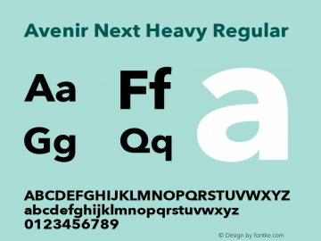 Avenir Next Heavy Regular 12.0d1e9 Font Sample