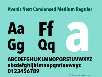 Avenir Next Condensed Medium Regular 12.0d1e9图片样张
