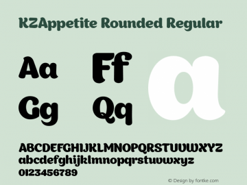 KZAppetite Rounded Regular 1.000; wf-x by Blackyblack Font Sample