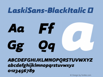 LaskiSans-BlackItalic ☞ Version 1.000;com.myfonts.easy.re-type.laski-sans.black-italic.wfkit2.version.4yDP图片样张