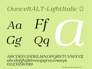 OunceItALT-LightItalic ☞ Version 1.000;com.myfonts.easy.typomancer.ounce.alt-ligh-italic.wfkit2.version.4yfD图片样张
