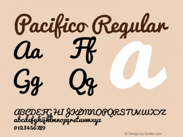 Pacifico Regular Version 1.000 Font Sample