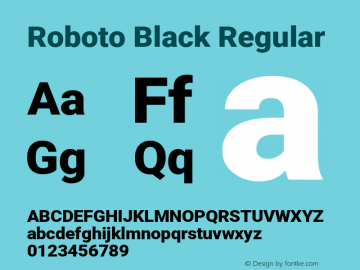 Roboto Black Regular Version 2.001171; 2014 Font Sample