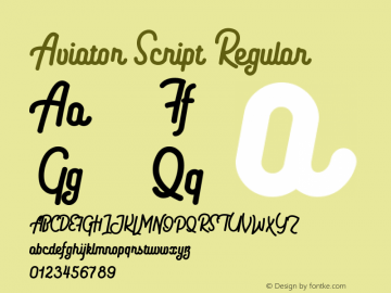 Aviator Script Regular Version 1.000;PS 001.000;hotconv 1.0.70;makeotf.lib2.5.58329 DEVELOPMENT Font Sample