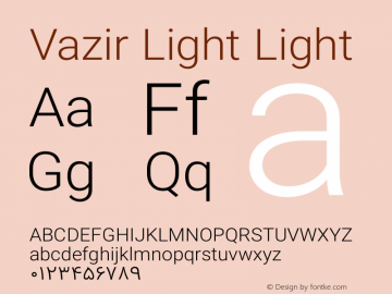 Vazir Light Light Version 4.0.0; ttfautohint (v1.4.1.5-446e) Font Sample