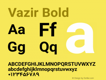 Vazir Bold Version 4.0.0; ttfautohint (v1.4.1.5-446e) Font Sample