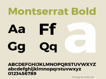 Montserrat Bold Version 1.000;PS 002.000;hotconv 1.0.70;makeotf.lib2.5.58329 DEVELOPMENT Font Sample