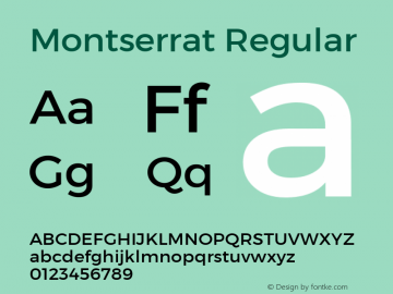 Montserrat Regular Version 1.000;PS 002.000;hotconv 1.0.70;makeotf.lib2.5.58329 DEVELOPMENT Font Sample