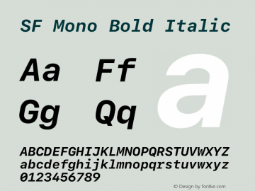 SF Mono Bold Italic 12.0d2e3 Font Sample