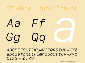 SF Mono Light Italic 12.0d2e3图片样张